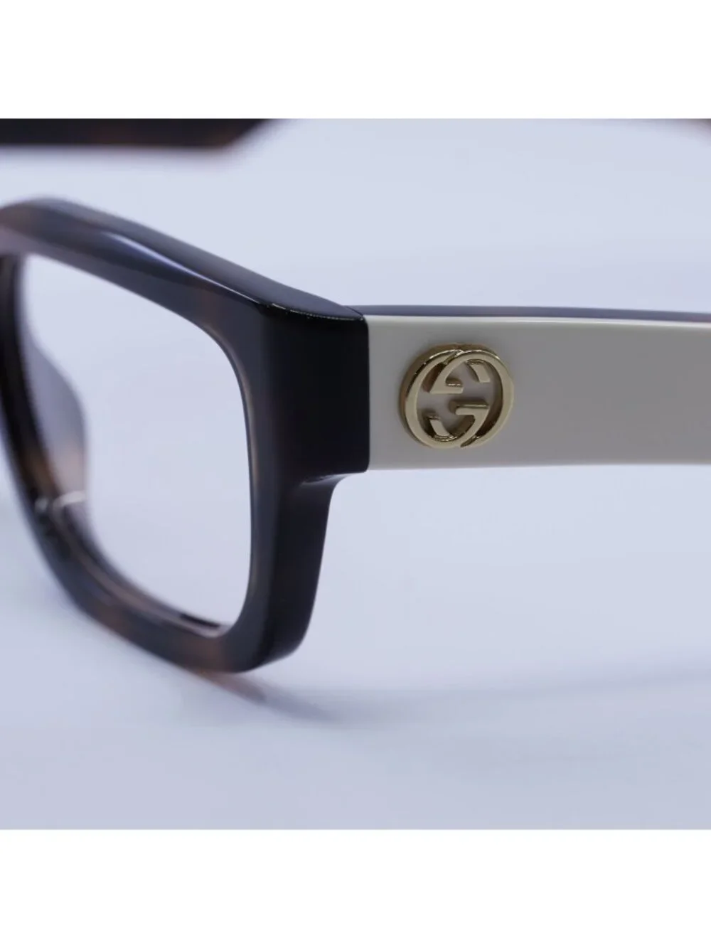 Gucci GG1666O 007 Eyeglasses Havana with White 53mm Square Frame